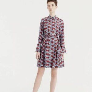 J. Crew Collection Silk Twill Shirt Dress in Roaming Tiger Print Women’s size 2